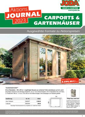 Aktionsjournal Carports und Gartenhäuser